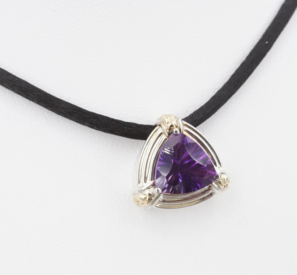 Diseñador Lorenz Colgante Potenciador Oro Esterlina 18k Amatista 17mm 16" CHS1980 Foto 2 de 4