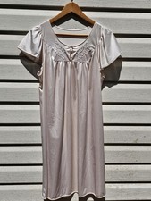 Vtg Shadowline Nightgown Warm Ivory Floral Cap Sleeve Lingerie Sleepwear USA