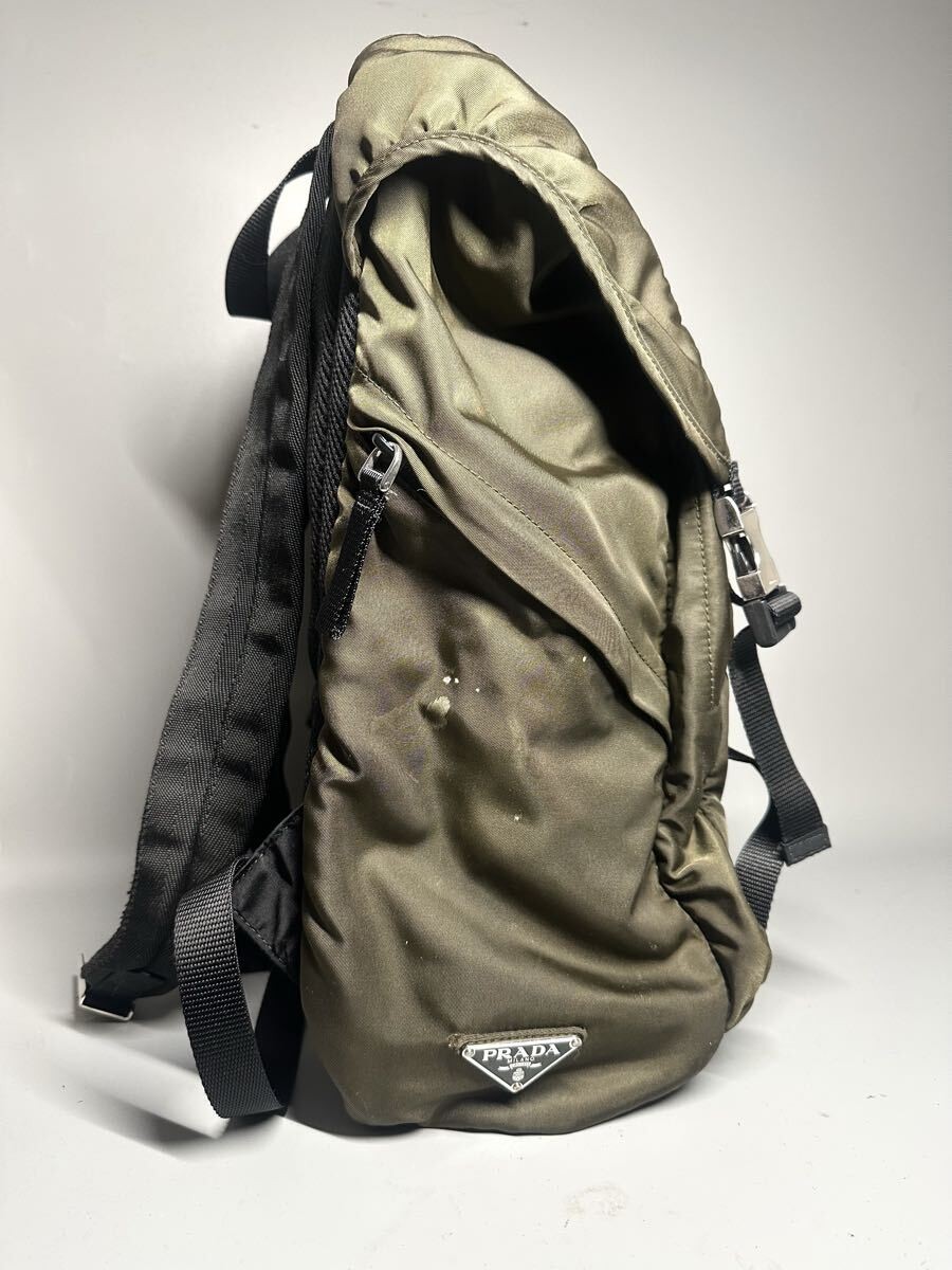 PRADA Backpack Khaki Nylon Backpack Triangle Logo Men s 2VZ062 from japan thumbnail 4