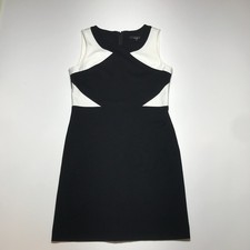 Amanda + Chelsea Sheath Dress Womens 8 Ponte Sleeveless Colorblock Black & White