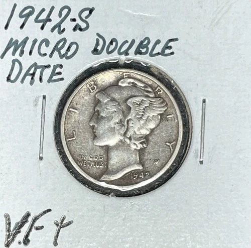 1942-S MERCURY SILVER DIME ~ MICRO DOUBLE DATE ~ VF+  ~ NICE COIN