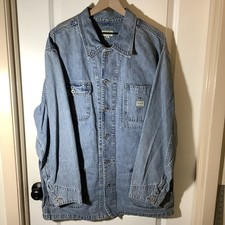 Vtg 80’s Guess Jeans USA Made Blue Work Chore Coat 4 Pocket Denim Men’s Xl