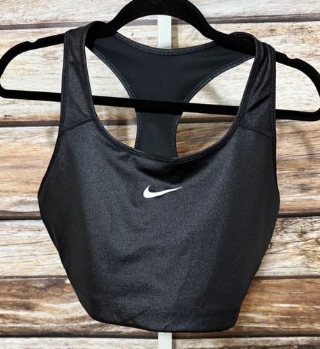 NIKE Dri-Fit Swoosh Logo Racerback Sports Bra Size 1X  Black Excellent