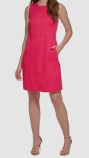 Tommy Hilfiger Women's Pink Round-Neck Sleeveless Shift Dress Size 10