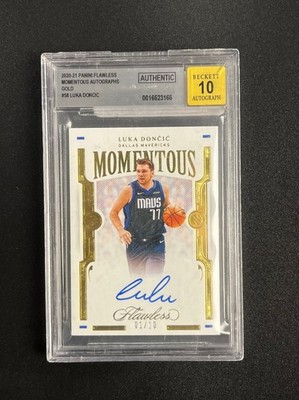 2020-21 Panini Flawless LUKA DONCIC 1/10 On Card Auto Momentous BGS10  1/1