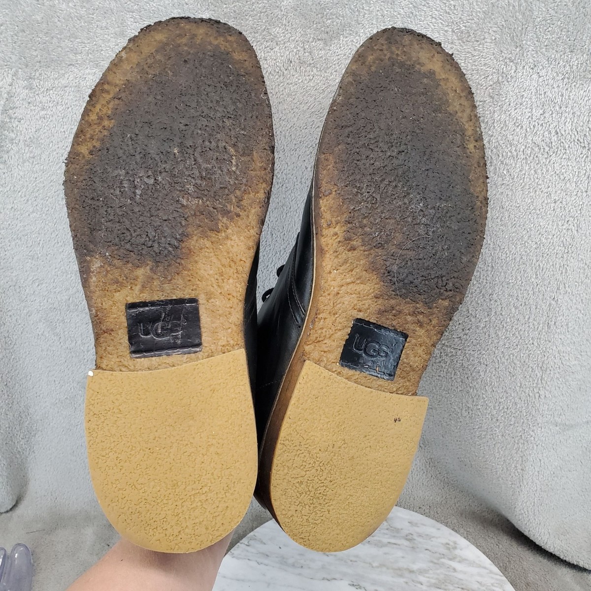Ugg Shoes Mens Size 11 Black Leather Leighton Crepe Rubber Chukka Boots *GUC* Ugg Shoes Mens Size 11 Black Leather Leighton Crepe Rubber  main image 4