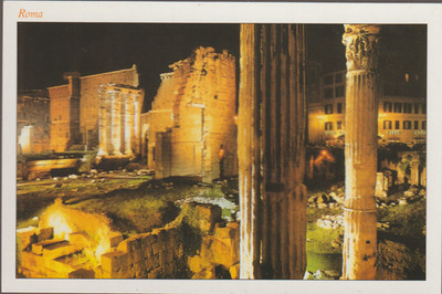 The Imperial Forums at Night Rome Italy Continental Postcard (10845)