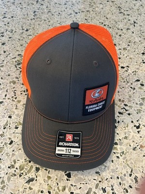 Kubota Tractor Emb. Patch on  Richardson 112 Trucker Hat Snapback Gray/Orange