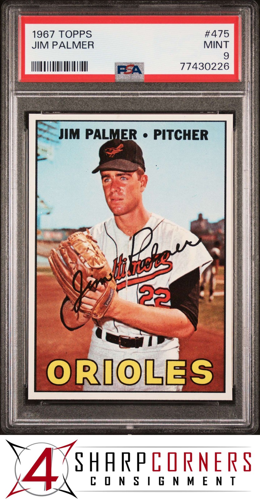 1967 TOPPS #475 JIM PALMER ORIOLES HOF PSA 9