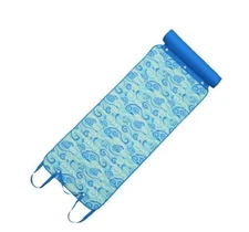 Aqua Roll-Up Chevron Beach/Pool Mat w/ Pillow & Strap Blue Green Travel-HD110