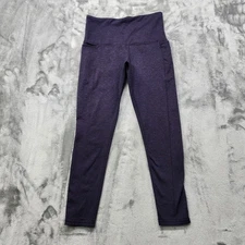 Tuff Athletics Leggings Womens S Heathered Purple Black Pull On Ankle Pockets