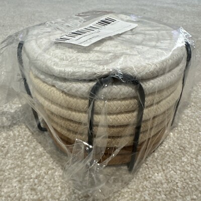 Gewebte Rattan Untersetzer 8er Set inkl. Metall Halter Tee Kaffee Becher Küche Neu