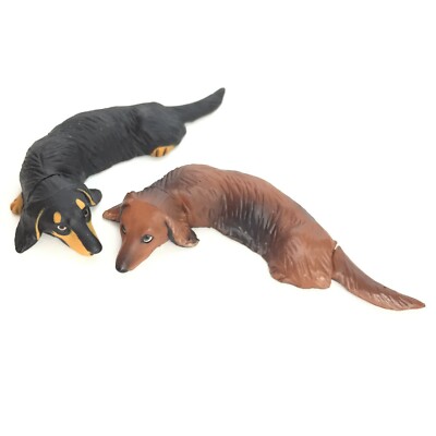 Choco Egg Mini Figure Dog Miniature Dachshund Longhair Red Black