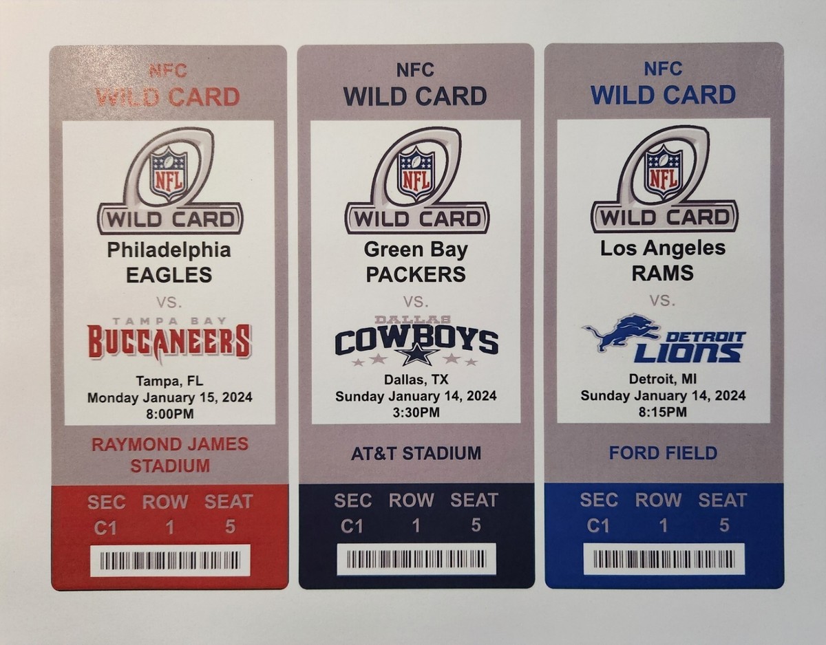 Commemorative 2024 NFL Wildcard Ticket Bucs Lions Eagles Packers Rams  Cowboys