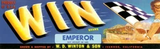 CAR RACE FLAG WIN EMPEROR AMERICAN PRODUCE CALIFORNIA VINTAGE POSTER REPRO SMALL