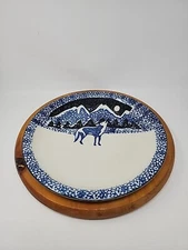 Lot of Vintage WOLF by TIENSHAN FOLK CRAFT Round Serving 12" Platter 