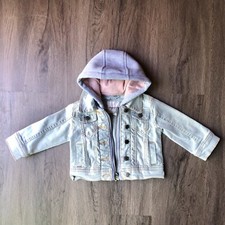 Urban Republic Denim Baby Jacket Girls 6-9 M Blue Jean Hooded Zip Up
