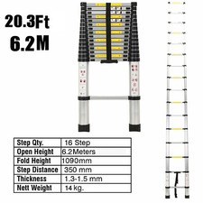 Folding Telescoping Ladder 1.4M-6.2M Aluminum Extendable Ladder Lightweight NEW