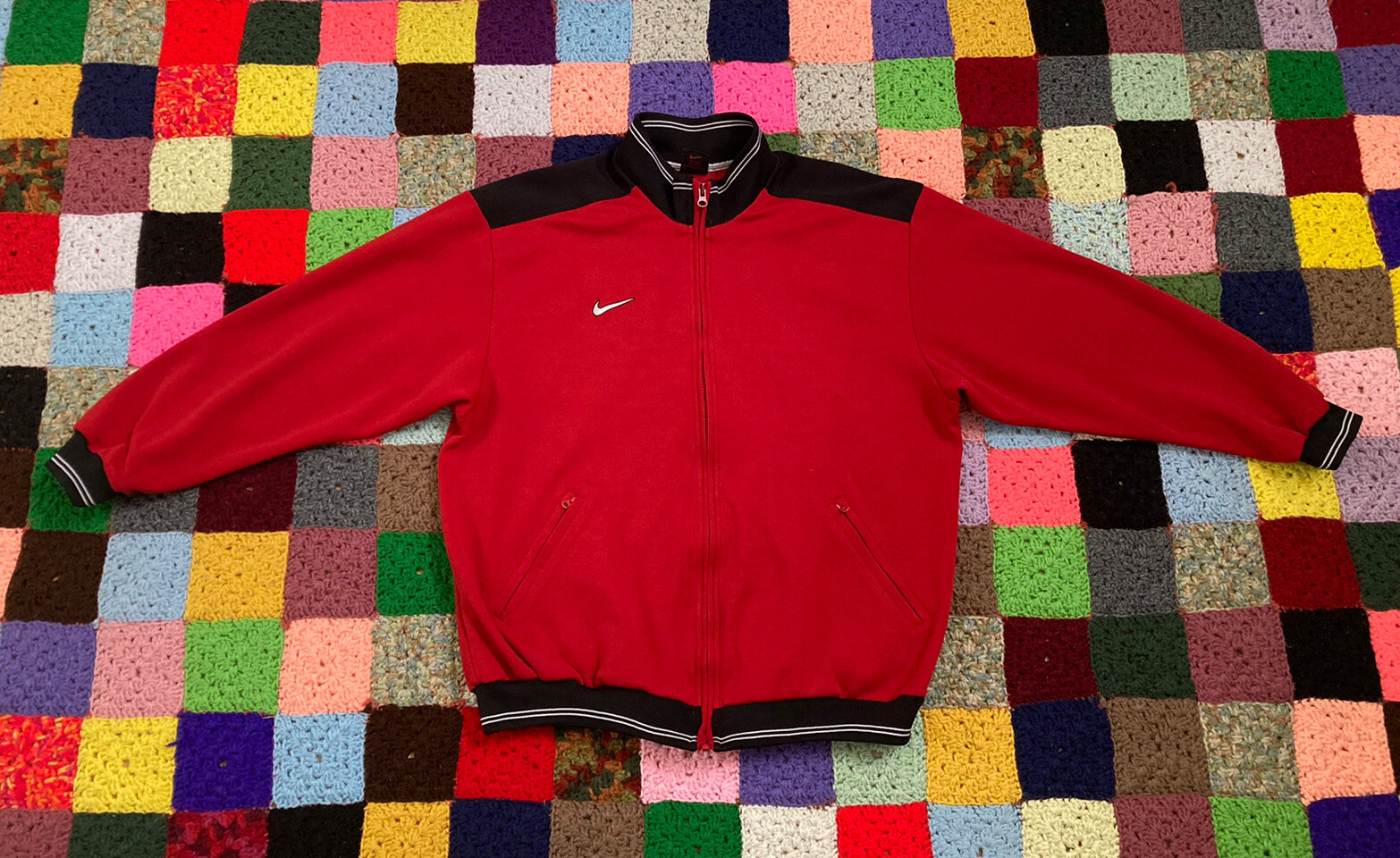 SACAI X NIKE Giacca Nike vintage full zip taglia XL rosso nero RN#56323 vintage VEDI FOTO