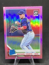 Michael Chavis RC 2019 Optic Rated Rookie Pink Prizm SP Card #81 Red Sox. rookie card picture