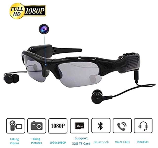 Wireless Sunglasses Camera Full HD 1080P Glasses Wearable Mini Spy