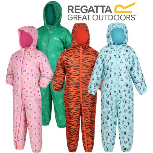 REGATTA SPLAT WATERPROOF PADDED FLEECE LINED ALL IN ONE SNOW SUIT BOYS GIRLS - Photo 1/24