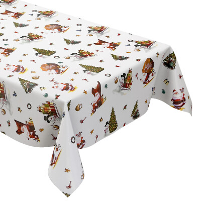KEVKUS Wachstuch Tischdecke Weihnachten 01334-03 weiß eckig rund oval 