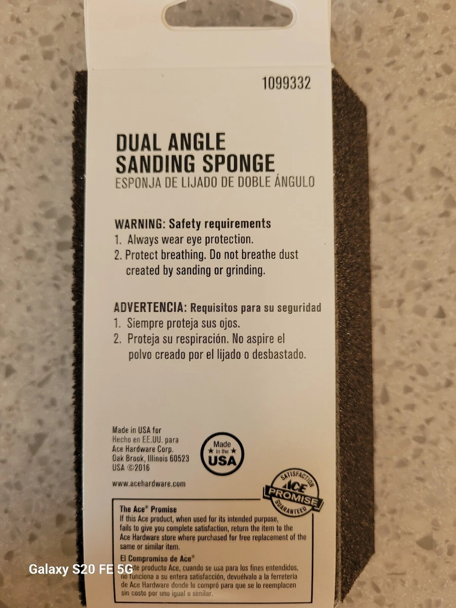 Ace L X W X 220 Grit Extra Fine 2Sided Sanding Sponge Ace, 53 OFF