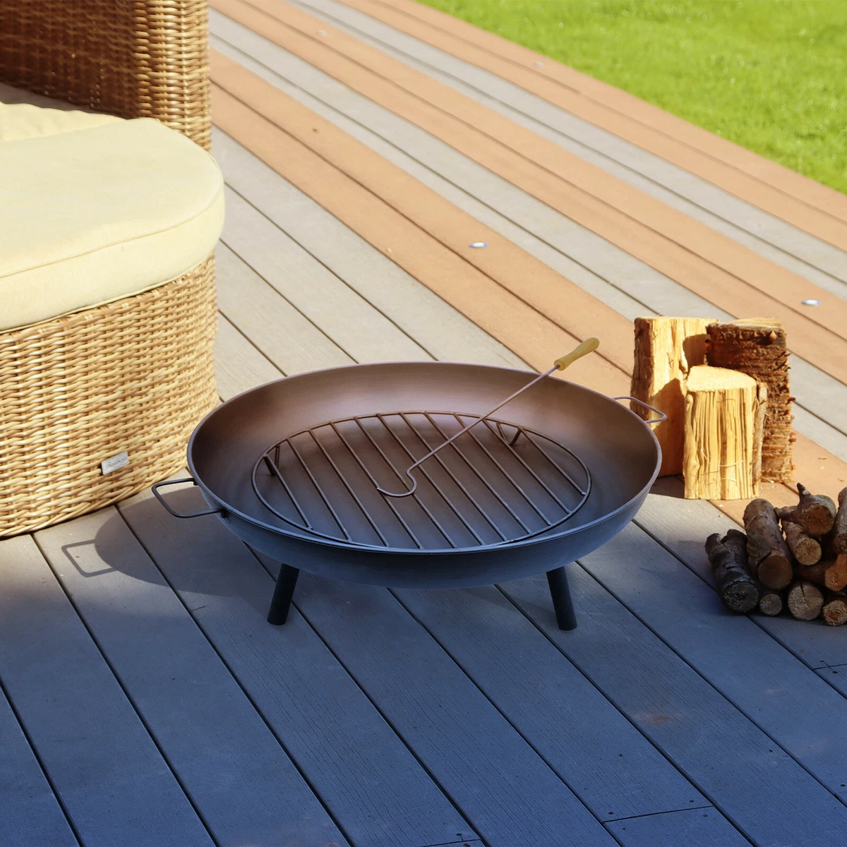 EXTRA LARGE Fire Pit Round Garden Camping Patio Heater BBQ Log Coal Burner  84cm | eBay