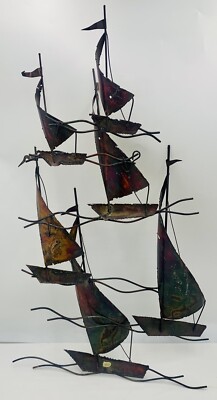 Vintage -Curtis C. Jere like Metal Sculpture Sailboats 60/70 s
