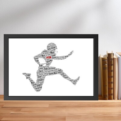 Personalised American Football Word Frame Print | Football Player Print A5/A4/A3