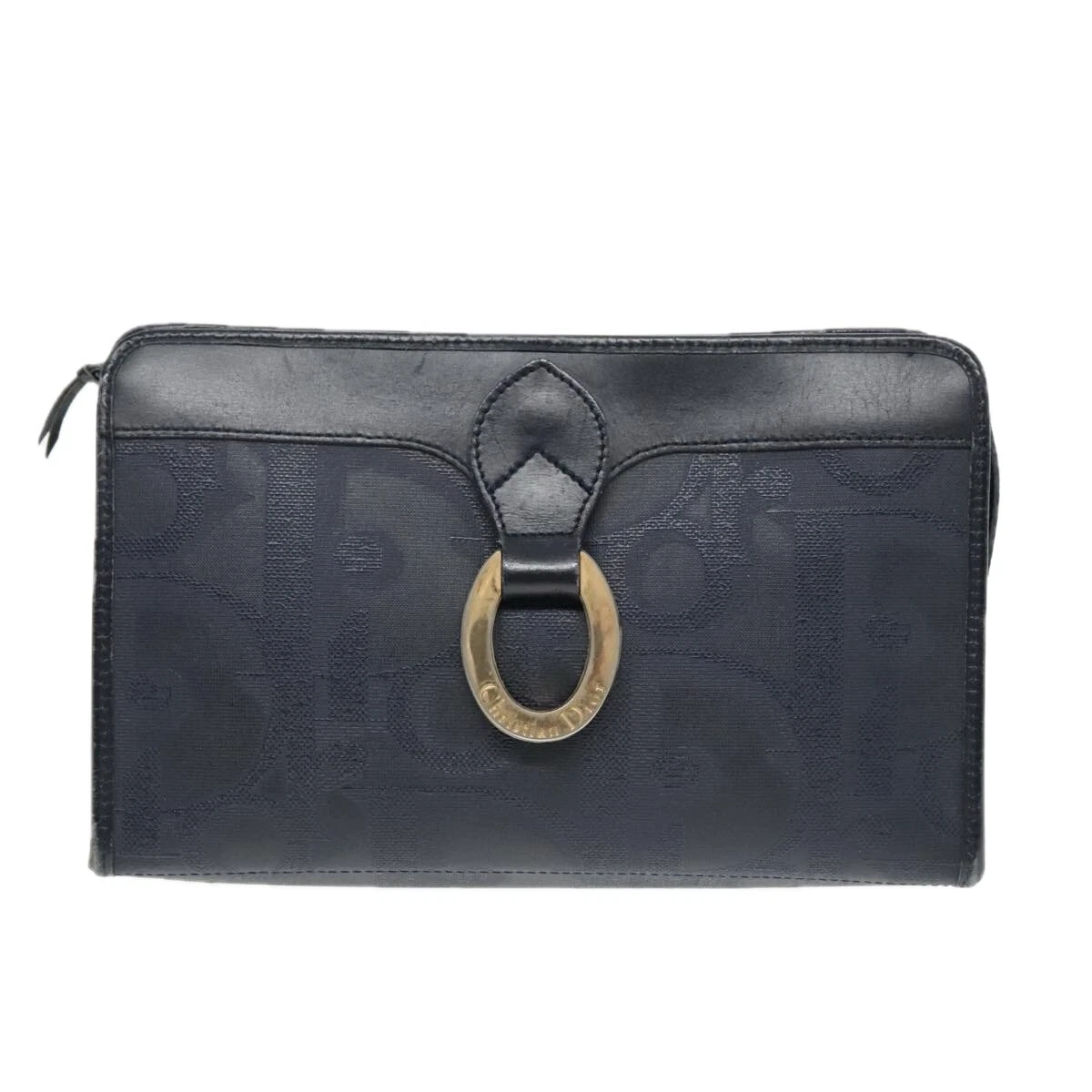 Sac pochette toile Dior Trotter bleu marine authentique