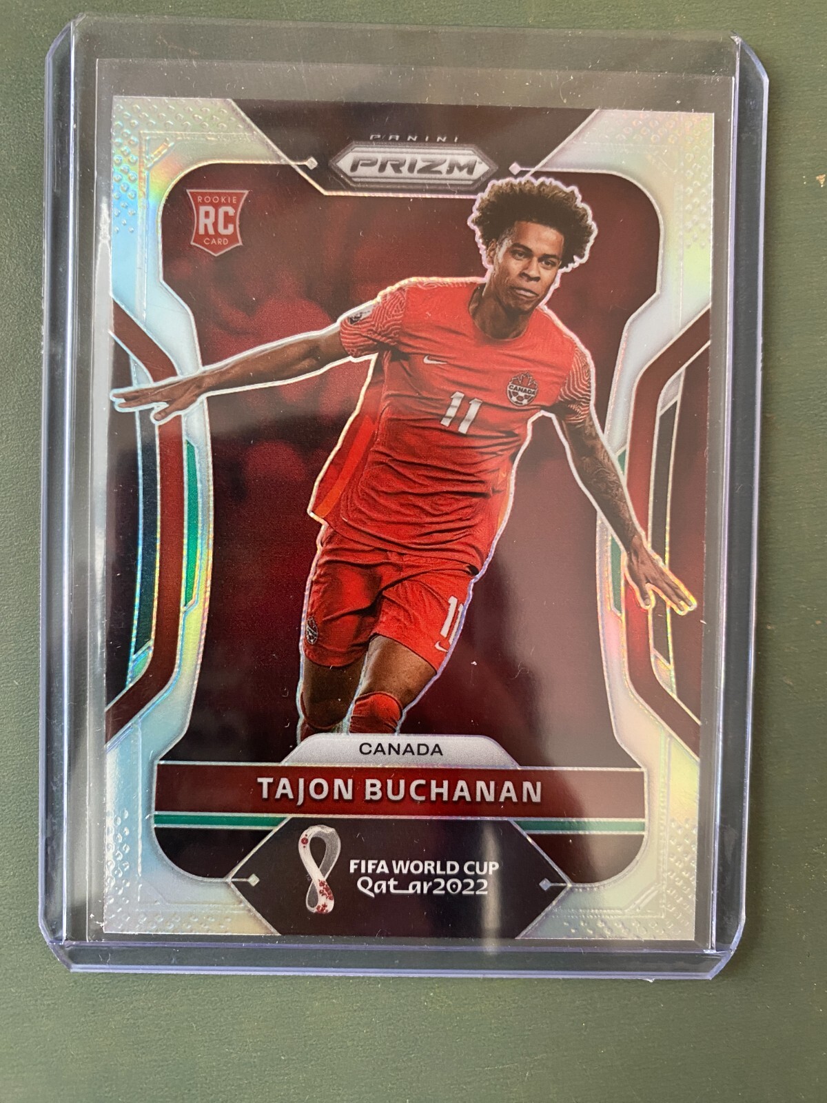 2022 Panini Prizm Qatar World Cup Tajon Buchanan RC Rookie Refractor Canada 54