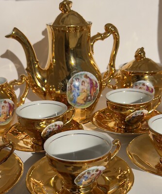 Bernadotte Rudolf Kämpf Tea Service Bohemian Madonna, RGK Czechoslovakia 20-30s