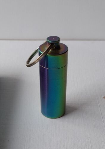 Keyring Pill Case Box Container Hiking Stainless Steel Waterproof Rainbow Gift - 第 1/4 張圖片