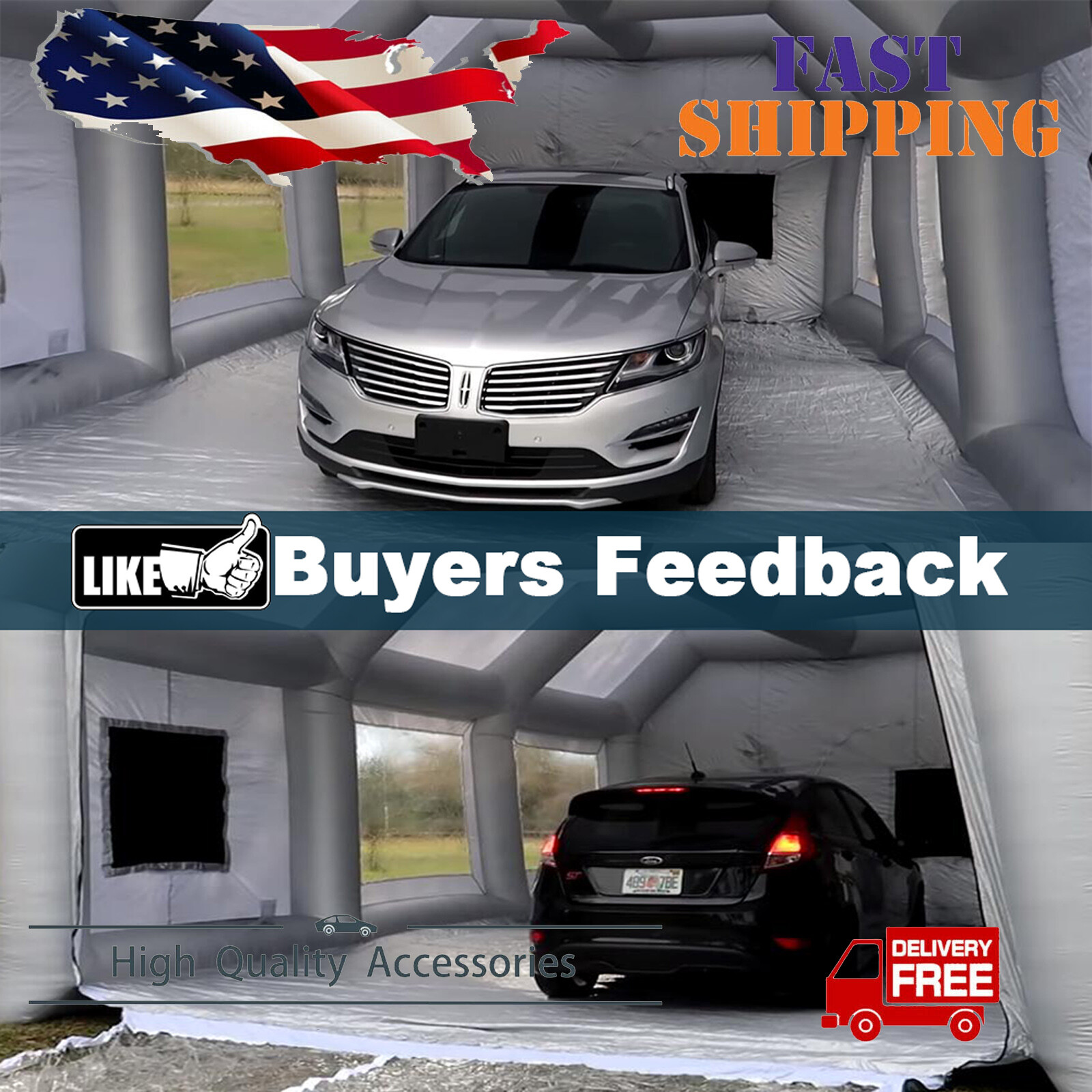 33x16x11FT Inflatable Car Spray Paint Tent W/ 3 Blowers Depot