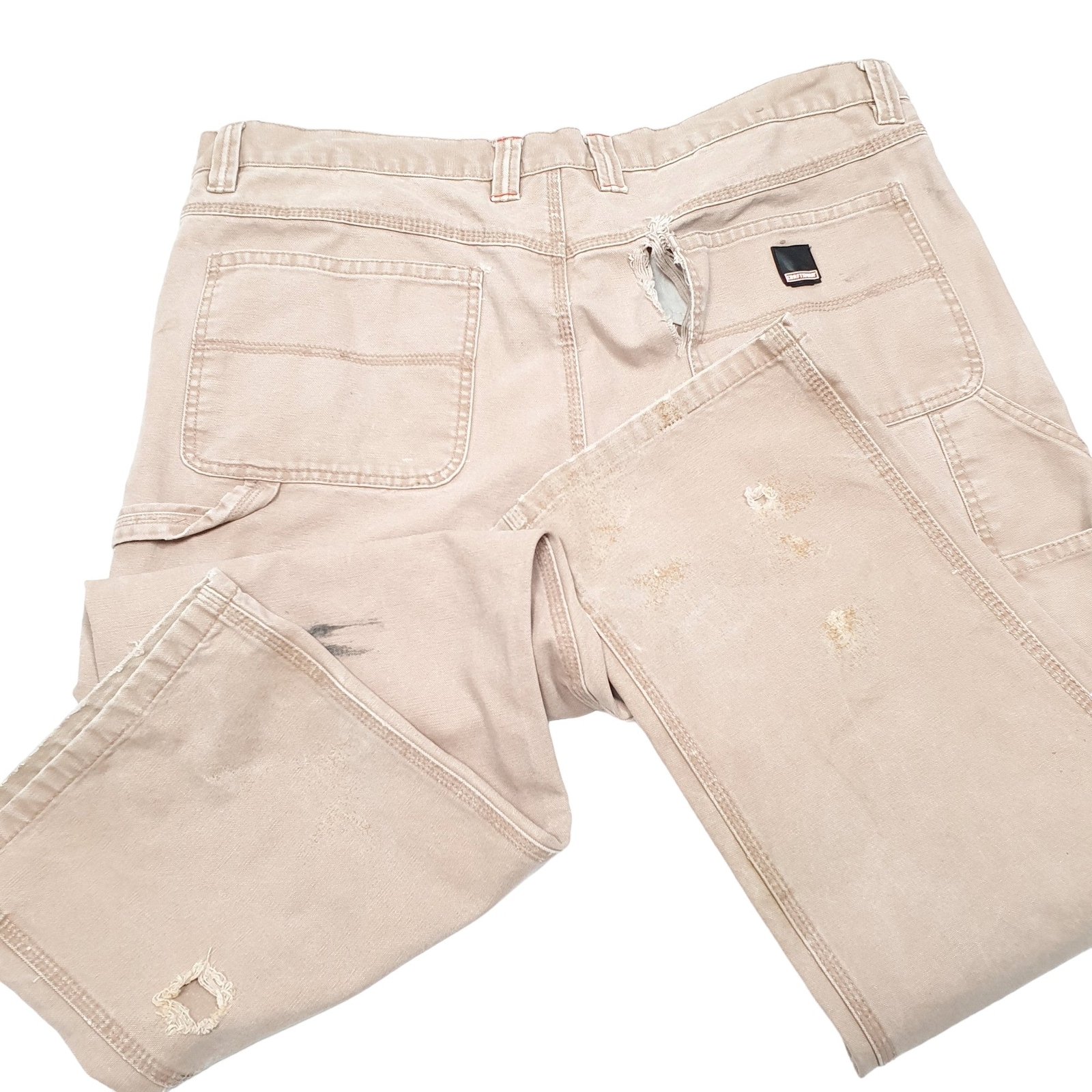 CRAFTSMAN Carpenter Workwear Trousers Cotton Beige Mens W40 L29 image 4