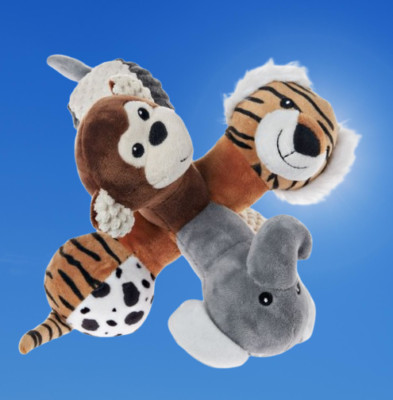 Vibrant Life Cozy Buddy Dog Toy, Plush Animal Jack, Medium Dogs, Chew Level 2