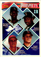 1994 Topps - Prospects #527 Ruben Santana, Norberto Martin, Jason Hardtke (RC)