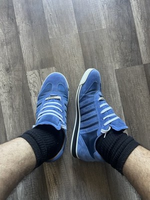 Dsquared2 Blue/White Suede Low-Top Lace-Up Sneakers Maple Leaf Rubber Sole