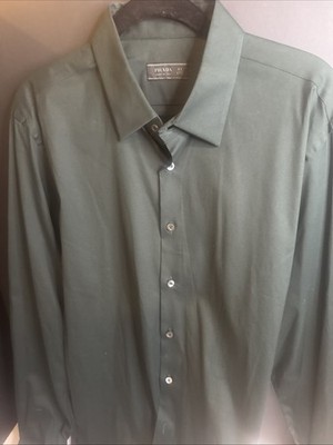 Prada Men s Button Down Shirt Size 44/17.5 Black Long Sleeve Made In Italy