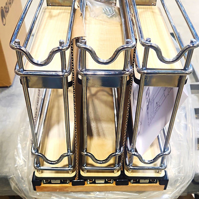 Rev-A-Shelf 5WU2-9N3-1 9in 3-Shelf Cabinet-Mount Pull-Out Wire/Wood Rack