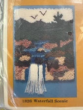 WATERFALL SCENIC Latch Hook Kit by Creative Circle.  16x20" canvas and yarns