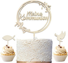 Tortendeko Kommunion, Cake Topper Konfirmation Holz, Kommunion Torten Topper,Hol