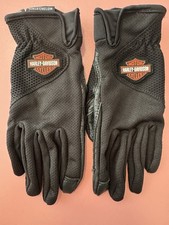 Harley Davidson Women  s Leather Mesh Fingerless Gloves Sz S Black Riding Biker