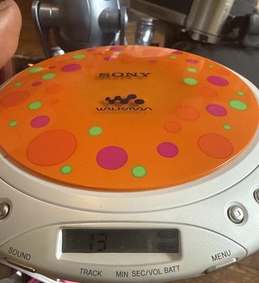 Sony Walkman D-EQ550 Orange Polka Dot Portable CD Player Powers On Rare Design