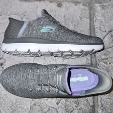 2023 Skechers Wide-Fit Summits Slip-Ins Gray Shoes Sneakers 12 D Women 149937W