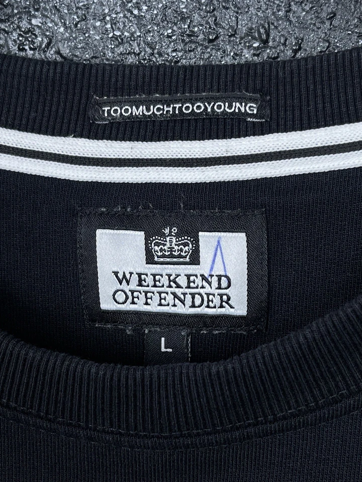 Sudadera informal negra Weekend Offender para hombre talla grande Foto 3 de 4