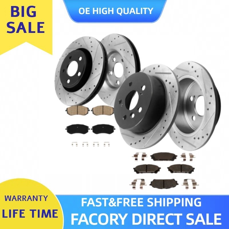 Front Rear DRILLED Brake Rotors Ceramic Pads Kit For Subaru Forester 2004-2008
