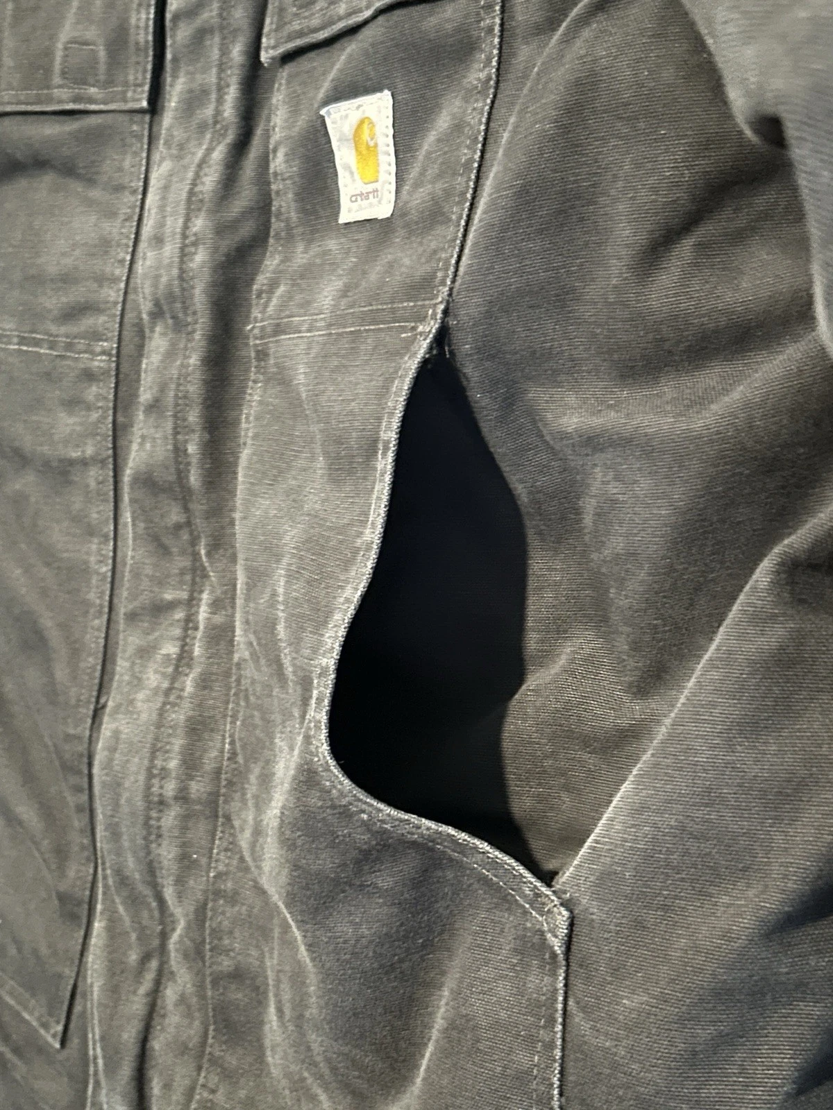 Carhartt Jacket Mens 54 Tall Black C03 Traditional Coat Duck Canvas Distressed image 9